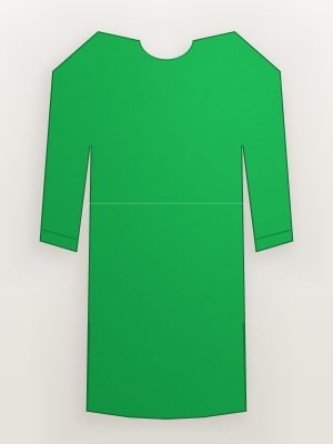 Green Block Printed Cotton A-Line Kurti — back view