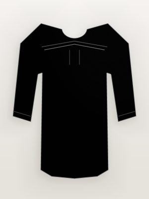 Black Printed Rayon Resort Shirt — back view